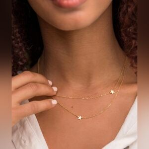 Jennifer Zeuner Double Star Layered Necklace Gold